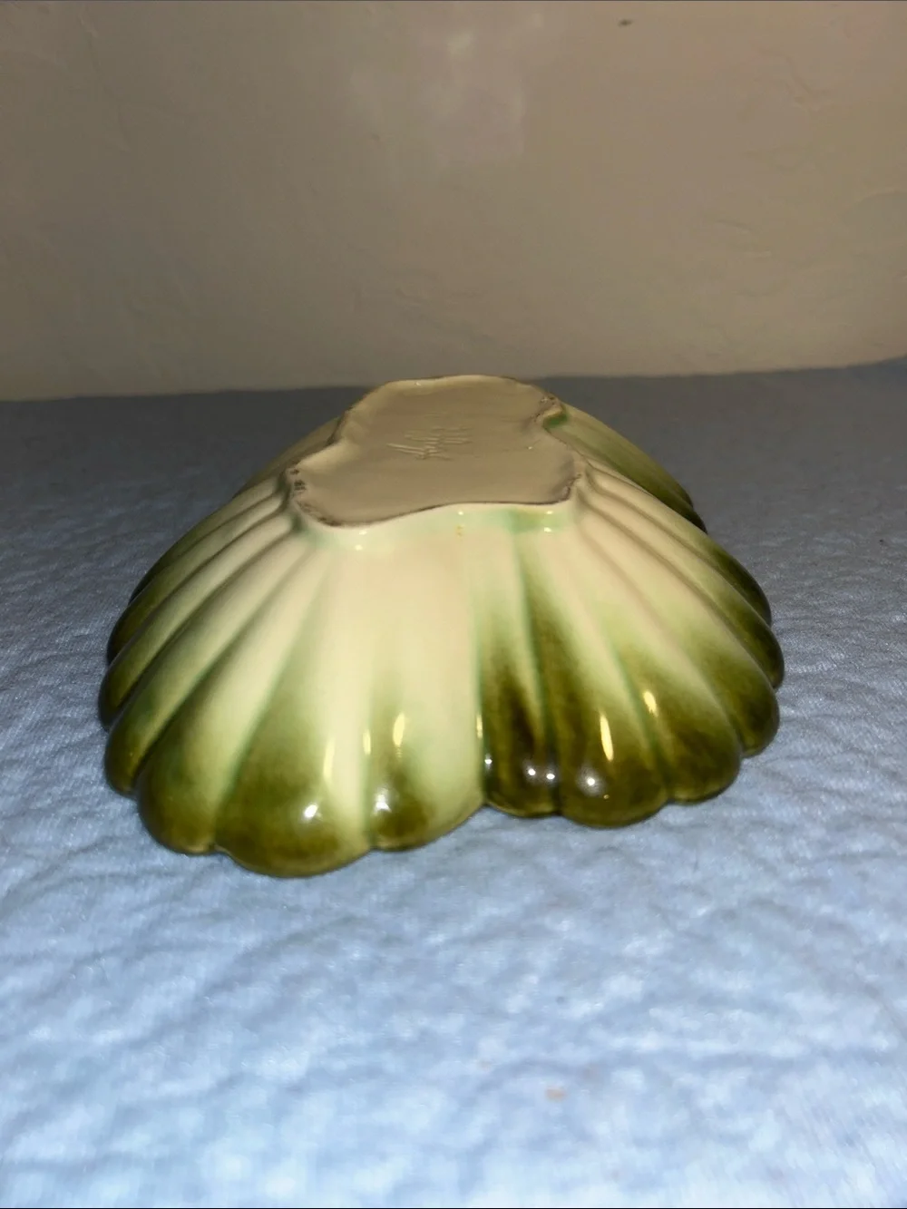 Mid-Century Modern Green/Brown Ombre Ceramic Leaf or Floral serving dish